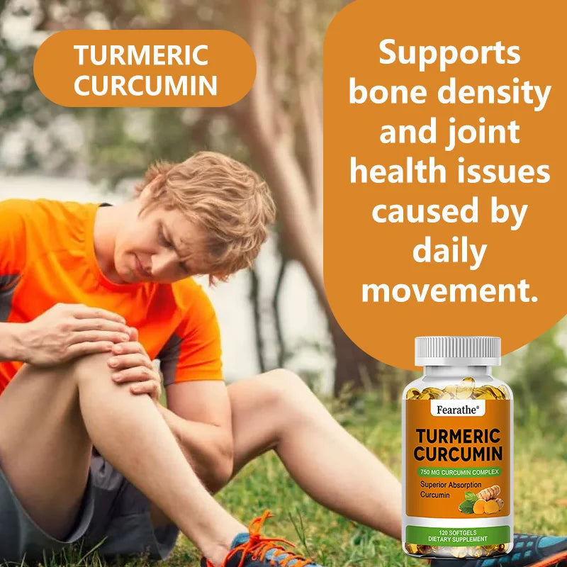 Organic Turmeric Curcumin Capsules - 750 Mg Highest Potency Curcumin Complex for Cardiovascular, Bone, Muscle, Brain Health