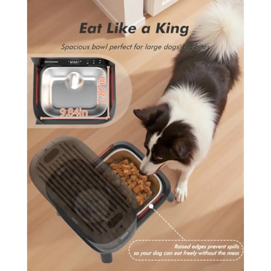 Automatic Dog Feeder for Large Breed - 15L/ 63 Cups Anti-Clog Dog Food Dispenser for 2-23mm Kibble Elevated Stand Large Food Tr