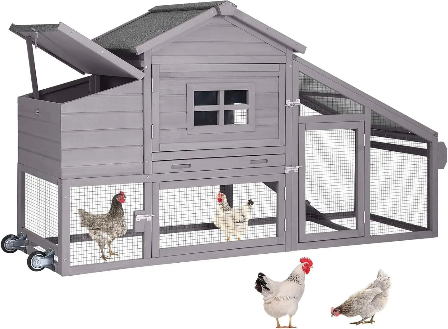 Chicken Coop Mobile Hen Coop, Large Poultry Cage with Wheels Outdoor Backyard Chicken House, Customized