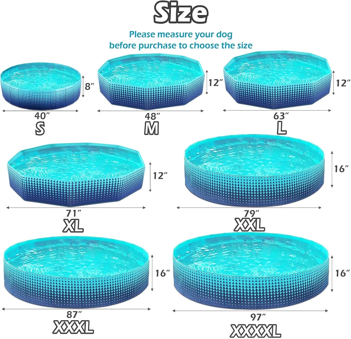 Foldable Hard Plastic Kiddie Pool for Kids & Dogs - Collapsible Wading Pool with Drain, 71 Inch