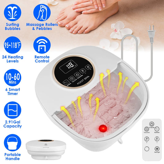Foldable Foot Spa Massager With Remote, 24 Heating Levels, Rollers
