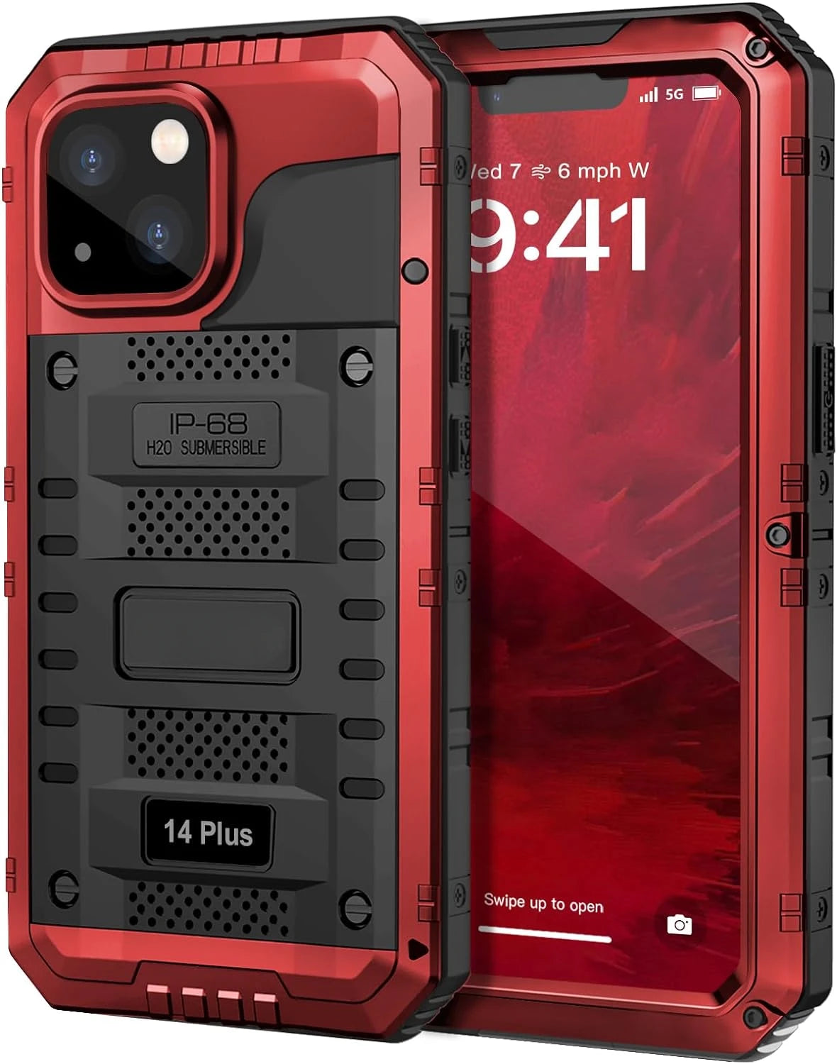 YUKIZOE IP68 Waterproof Rugged Metal Armor Case Screen Protector for iPhone