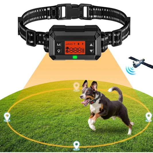GPS Wireless Dog Fence with GPS Waterproof Pet Containment System Range 992997FT Adjustable Strength for Outdoor Dogs Harmless