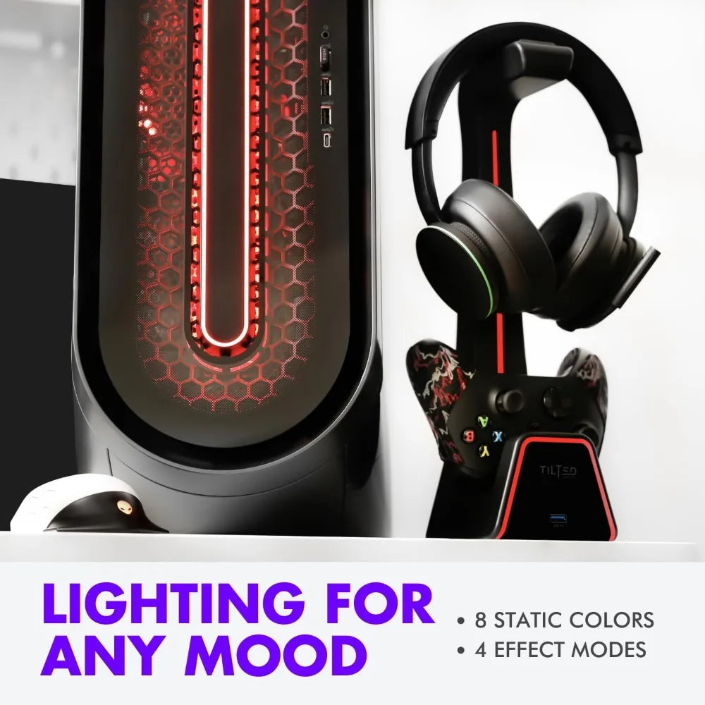 3-in-1 Gaming Headset and Controller Stand for PS5 and Xbox Series X - Charging Station, Holder, and Headphone Stand for Desk