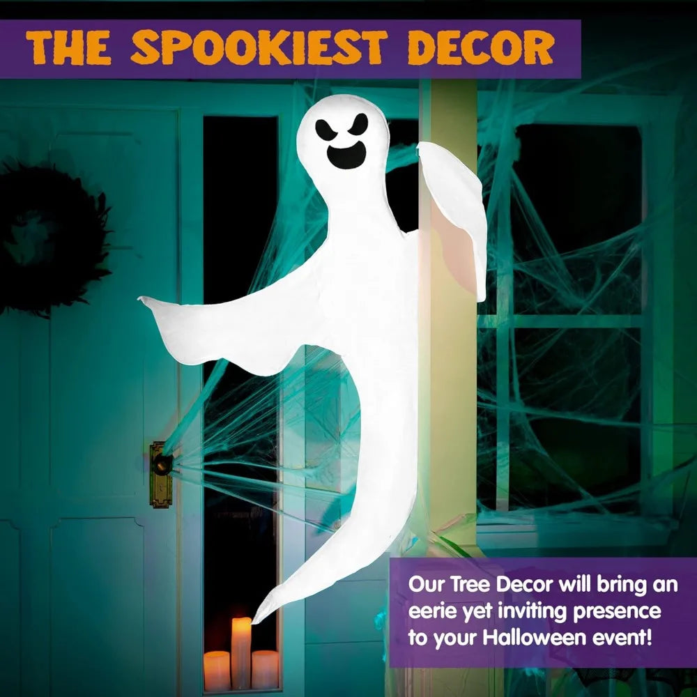 53''Halloween Bendable Tree Wrap Ghost Decoration for Halloween Outdoor Lawn Tree Pilar Decorations Ghost Party Supplies Photobooth Props