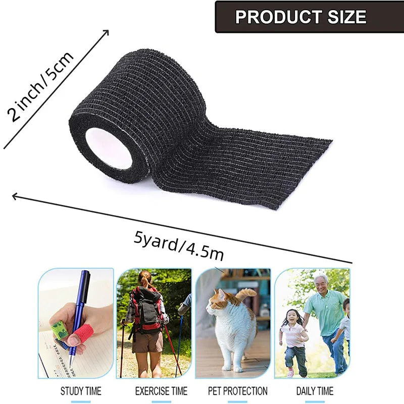 24 Pack Self Adhesive Bandages Sports Wrap 2" Black Breathable Athletic Elastic Cohesive Bandage for Sports Vet Wrap Sports Tape