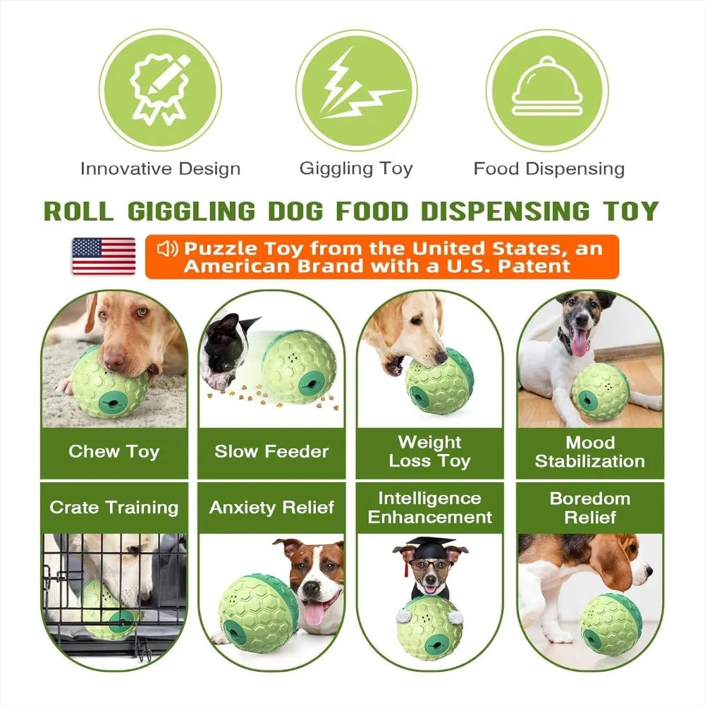 XL Dog Treat Dispenser, Wobble Giggle Ball, Roll Herding Egg, Tough Chew Toy for Large Aggressive Chewers, Interactive Indoor & Outdoor Play