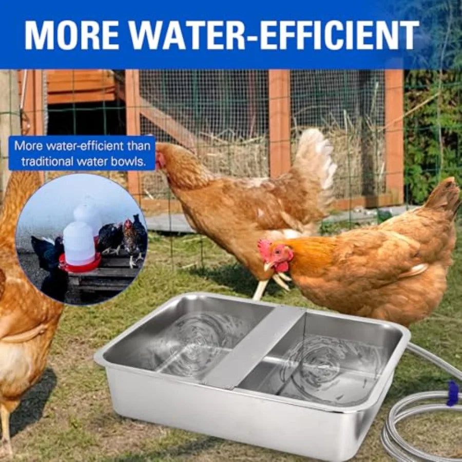 Automatic Water Dispenser for Dogs Livestock Water Trough 4 Gal Large Size Stainless Steel Waterer Feeder Outdoor Automatic Dog