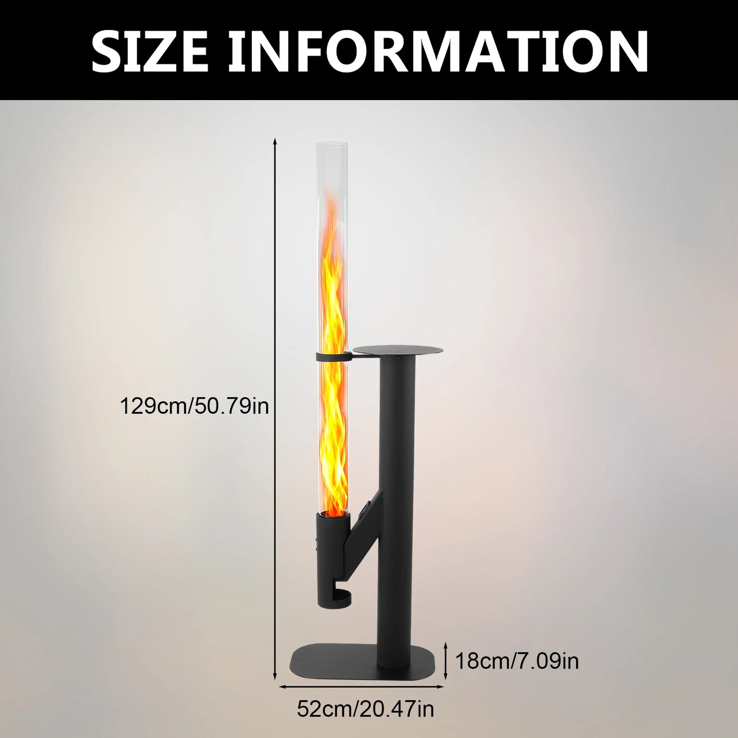 50.79in Ornamental Pellet Flame with Glass Tube Portable Wood Pellet Fire Pit with Table for Porch Party RV Tailgating Camping