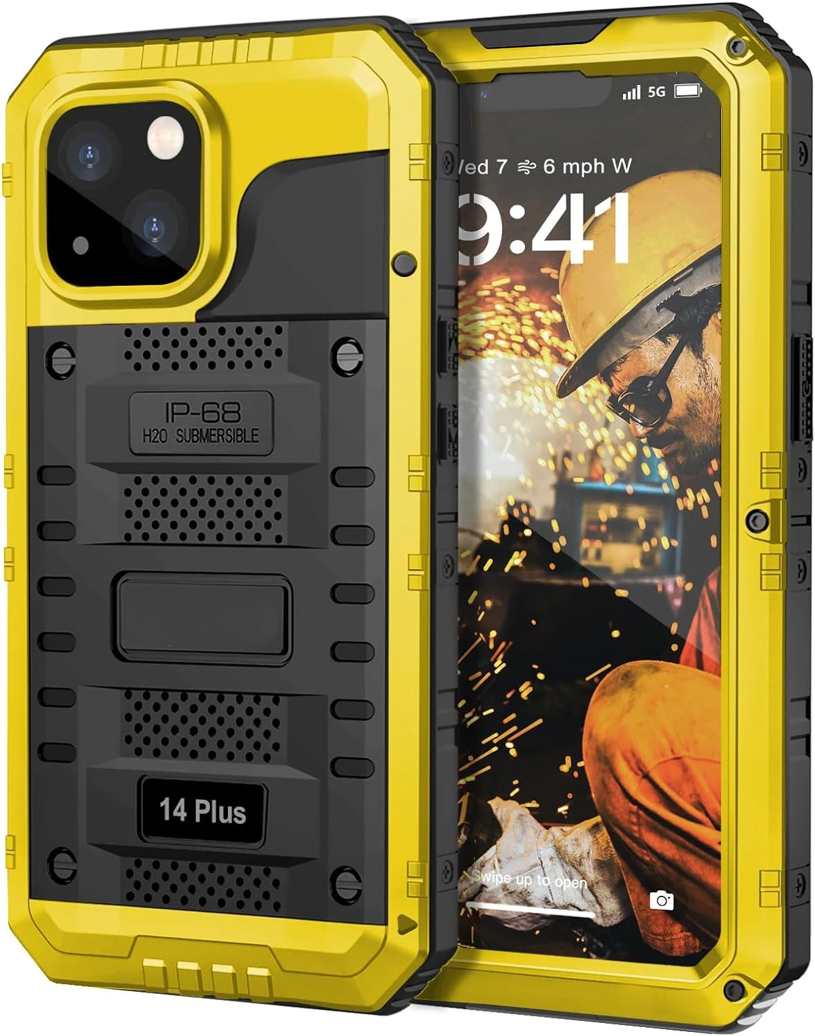 YUKIZOE IP68 Waterproof Rugged Metal Armor Case Screen Protector for iPhone