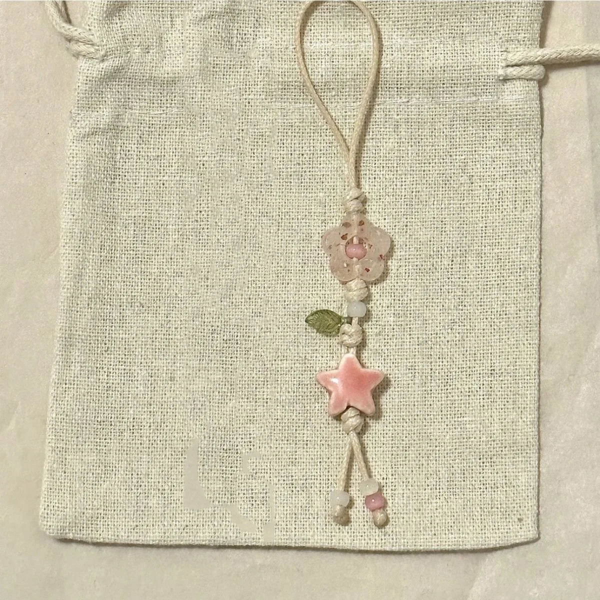 Cute Star Flower Phone Charm Ceramic Beaded Phone Lanyard Pastel Colors For Girl Bag Camera Pendant Anti-Lost Strap