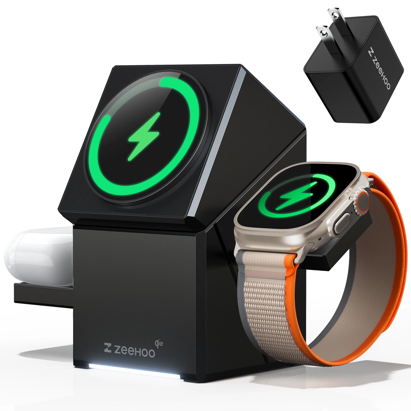 3-in-1 Rotatable Magnetic Wireless Charger Stand for iPhone 16 15 14 13 12 Samsung iWatch AirPods 3/2 Dock Fast Charging Stand
