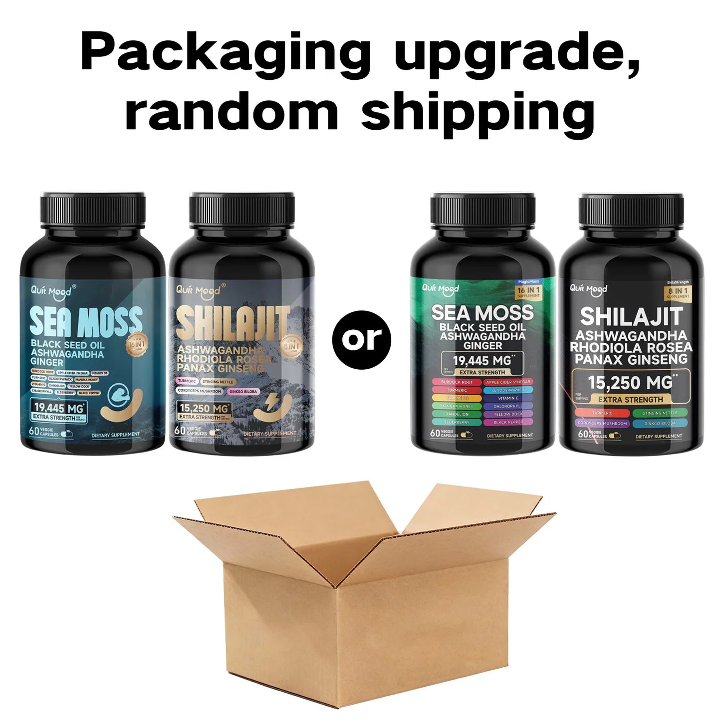 Bundle Sea Moss and shilajit |High Potency Vitality Combo - Ashwagandha Turmeric Bladder, Burdock 2000 Mg  & Ginger, Vitamin C