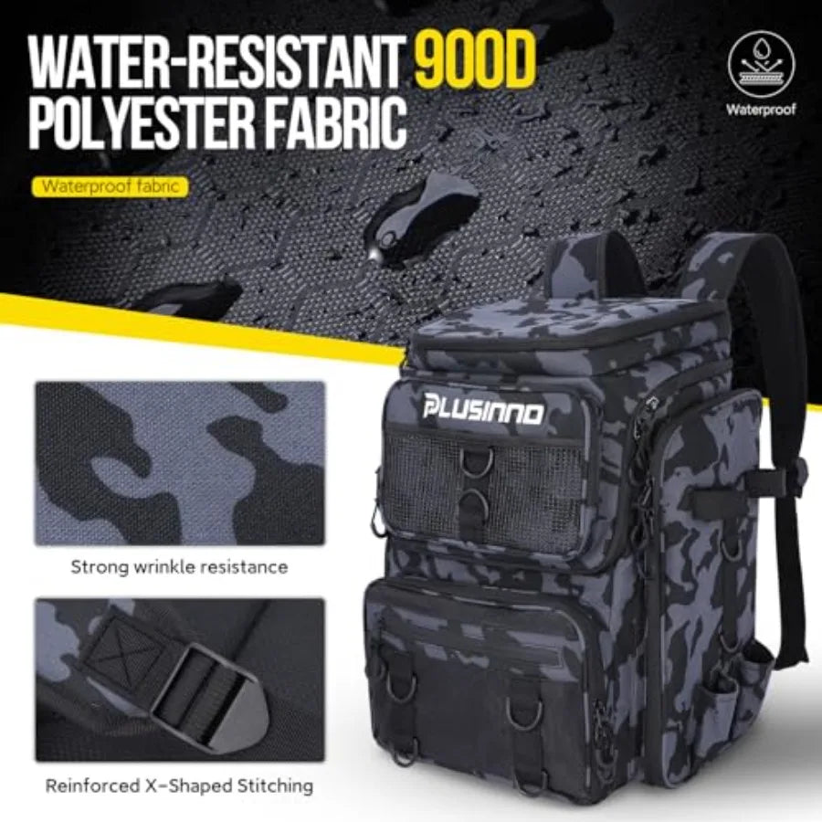 Fishing Tackle Backpack with Rod Holders42L Water-resistant Fishing Bag Store Fishing Gear, Fish Gifts For Men