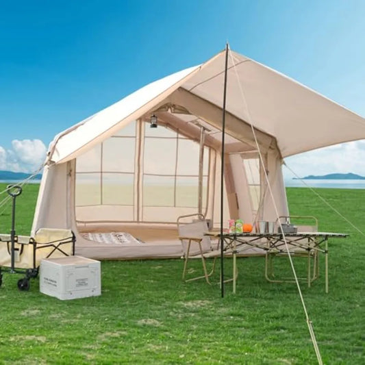 4-6 Person Inflatable Camping Tent,Easy Setup Blow Up Tent with Hand Pump, PU3000mm Waterproof Breathable 4 Season Glamping Tent