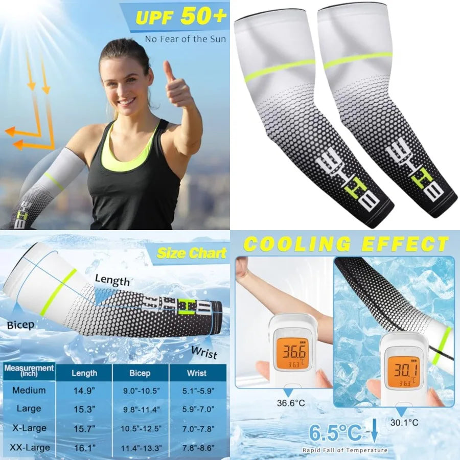 beister UV Sun Protection Cooling Compression Sleeves Arm Sleeves Men Women Cycling