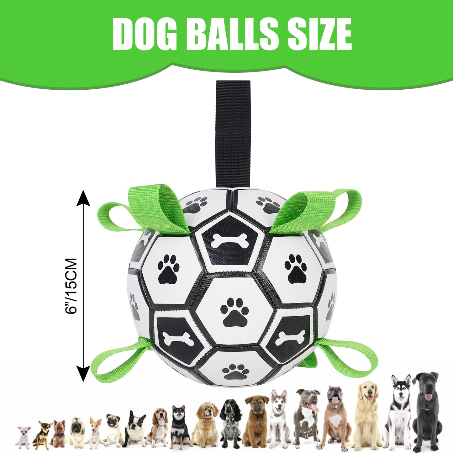 Dog Soccer Ball With Straps Tug Of War Interactive Leather Toy