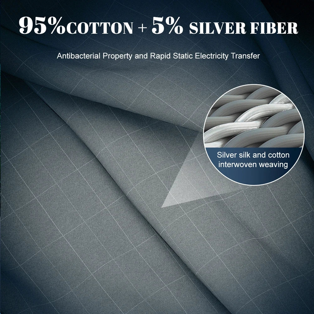 Astarexin Earthing Fitted Sheet Organic Cotton With Conductive Silver Fiber