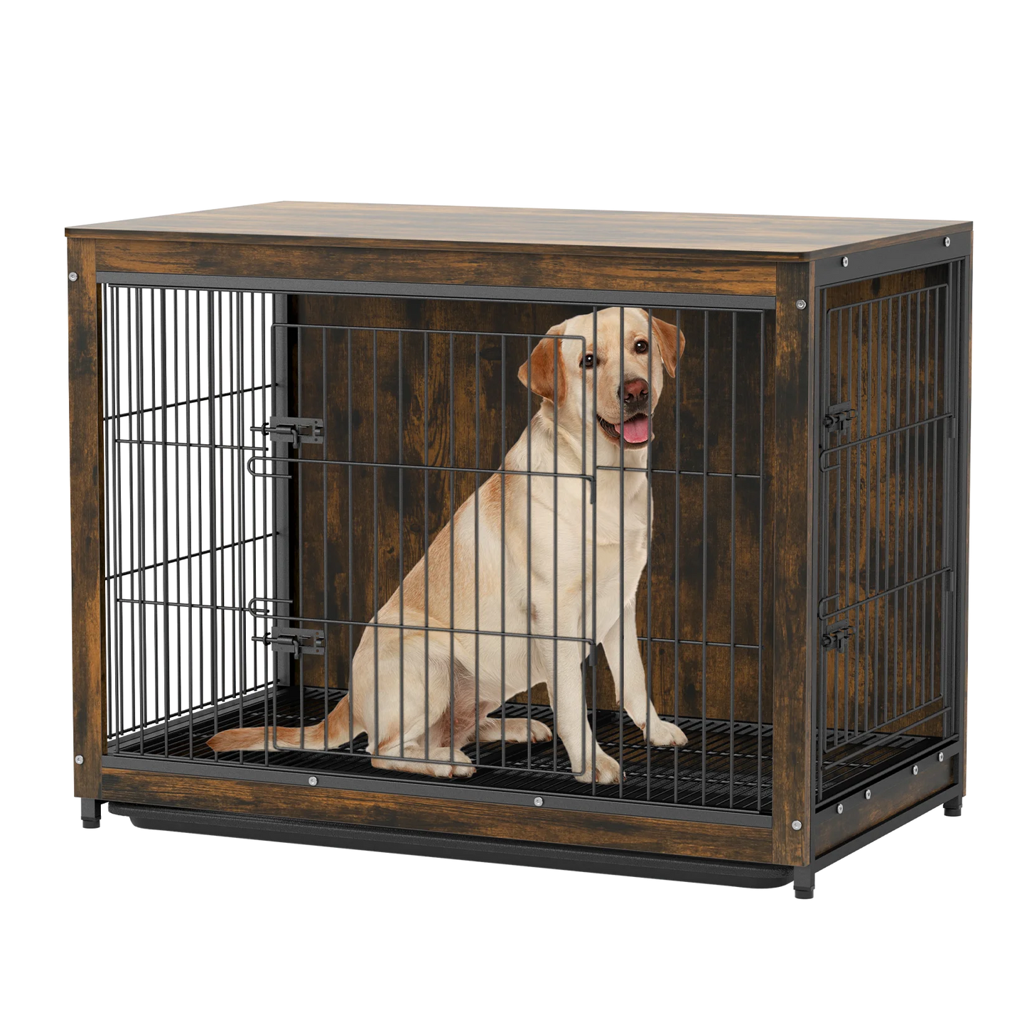 Modern Furniture Dog Cage,Pet Crate End Table,Indoor Wooden Kennel with Double Doors & Removable Tray for Small/Medium Dogs