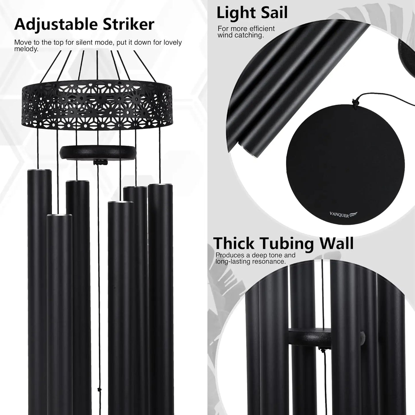 58'' Deep Tone Wind Chimes for Outdoor Garden Patio Yard, Memorial Sympathy Gift, Home Decor