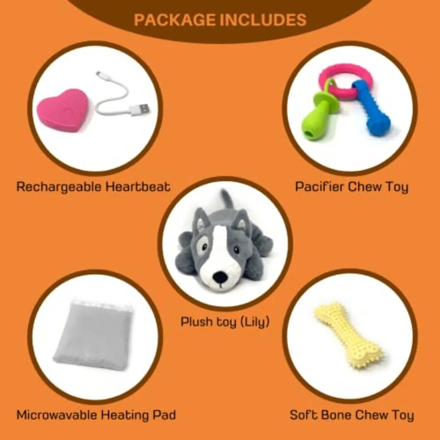 Puppy Heartbeat Toy for Dogs and Puppies Sleep Aid and Anxiety Relief Stuffed Animal with Calming Heartbeat Perfect for Dog Sep