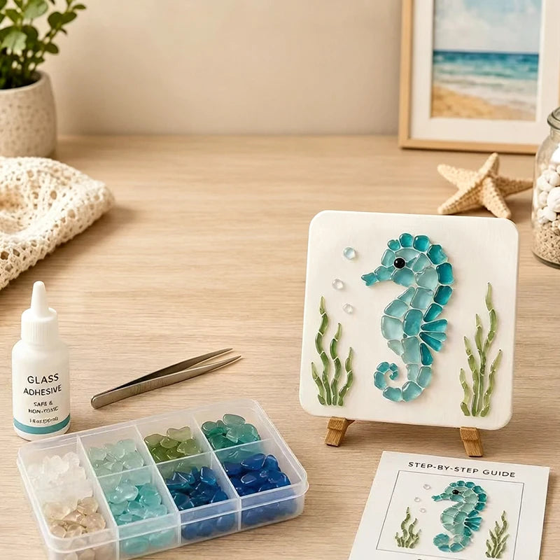 DIY Sea Glass Mosaic Kit for Handmade Ocean Inspired Art