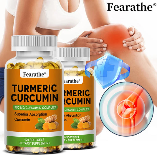 Organic Turmeric Curcumin Capsules - 750 Mg Highest Potency Curcumin Complex for Cardiovascular, Bone, Muscle, Brain Health