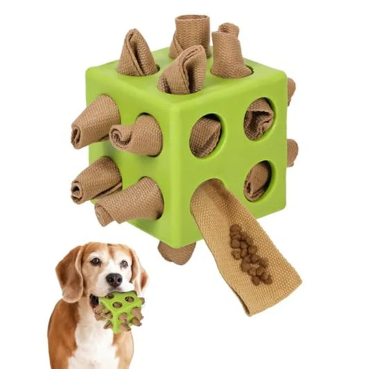 Interactive Puzzle Dog Toy Encourage Natural Foraging Skill Durable Dog Enrichment Toy Snuffle Cube Cloth Strip with Hide and S
