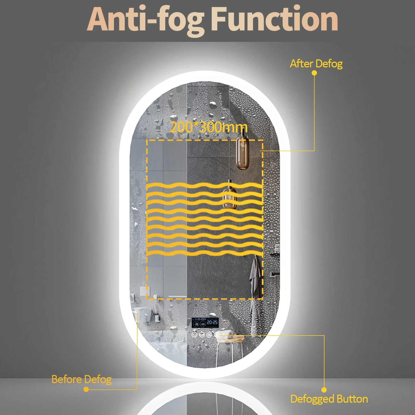 LUVODI Lighted Bluetooth Bathroom Mirror Led Backlit Illuminate Vanity Mirror with Time Date Display Anti-fog