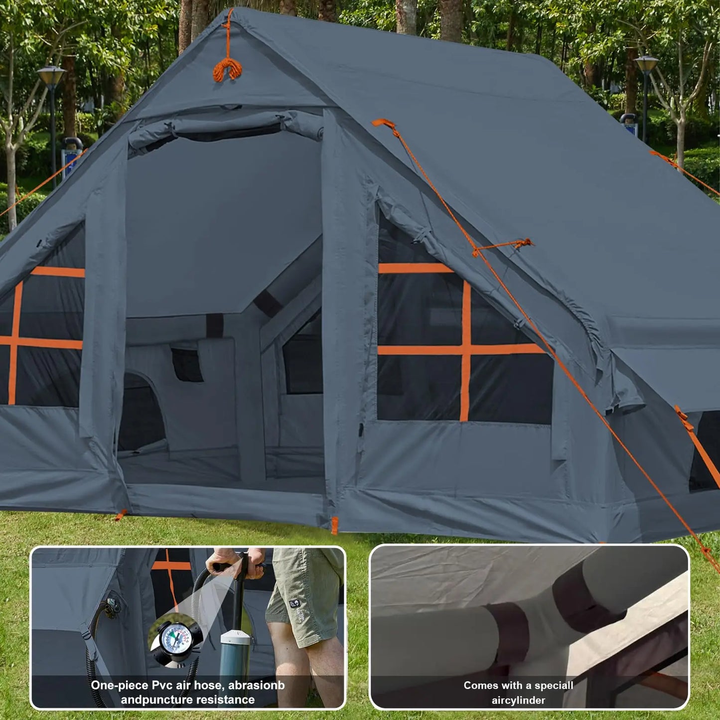 Inflatable Camping Tent With Awning Quick Setup Waterproof Oxford Tent For Adults