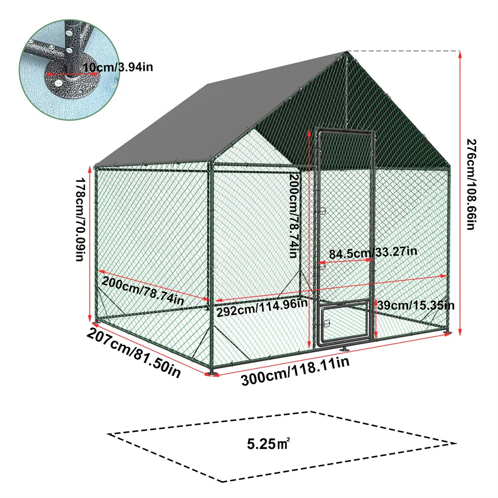 BINGOPAW Large Outdoor Chicken Coop with Metal Turkey Running Cage Duck House Waterproof 600D Oxford Cloth Cover for Backyard