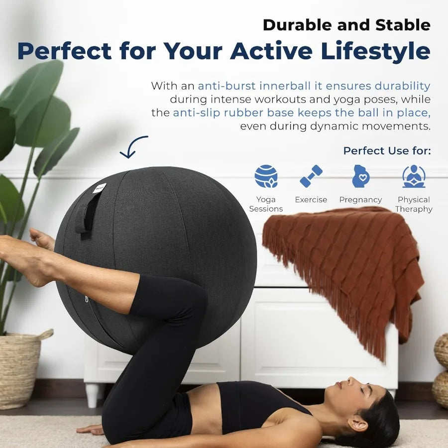 Balance Ball Chair for Office and Home Ergonomic Exercise Ball for Posture and Back Pain Relief Yoga Ball Chair Sitting Ball wi