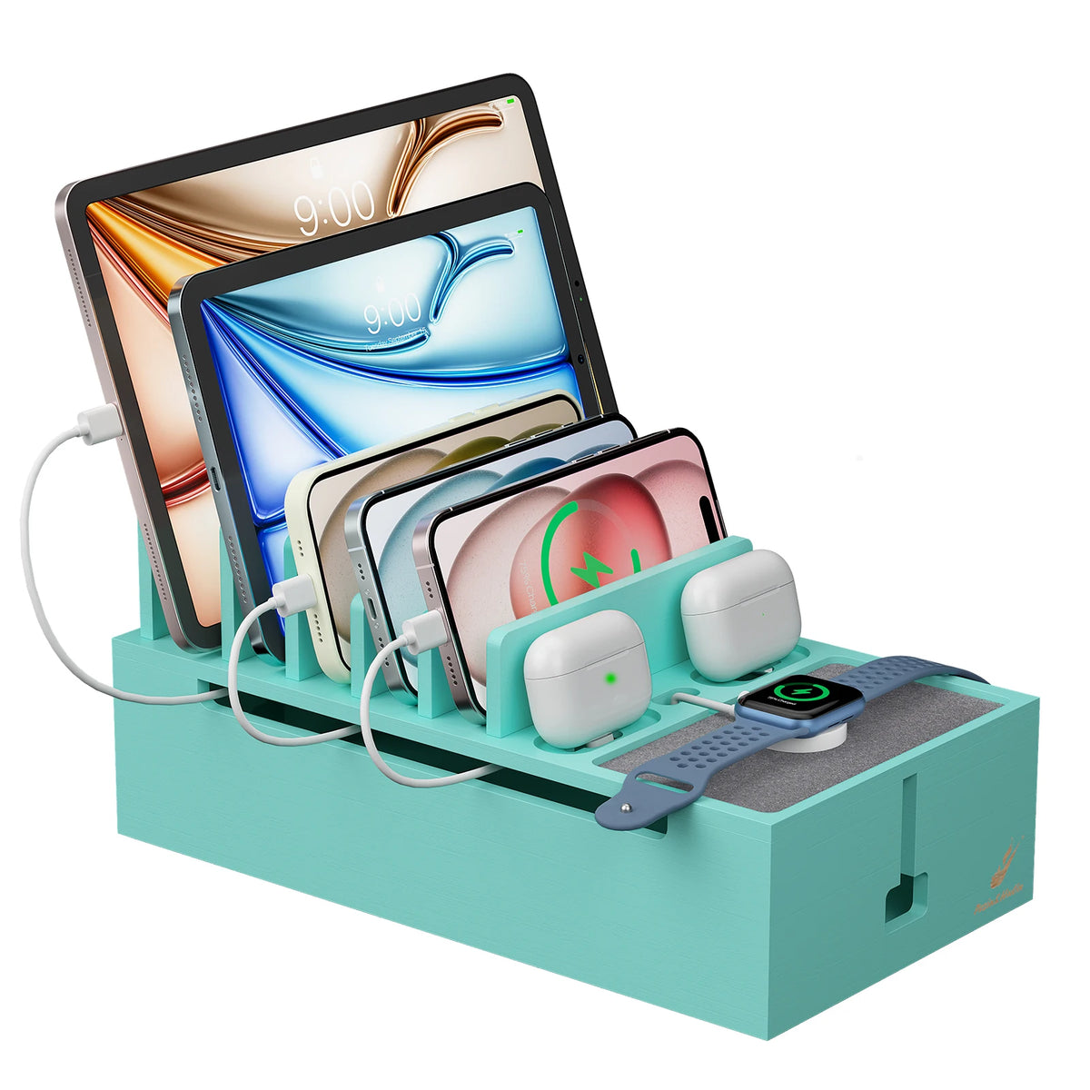 Bamboo Charging Station Organizer for Phones and Tablets