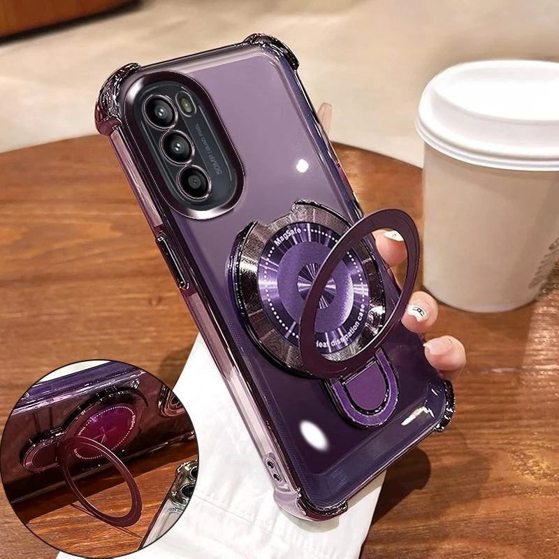Shockproof Plating Magnetic Bracket Case for Samsung Galaxy A17 A07 A16 A26 A36 A56 A06 A15 A25 A35 A55 A14 A24 A34 A54 5G Cover