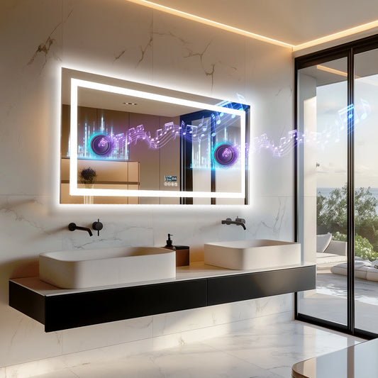 LUVODI Large Illuminate Bluetooth Bathroom Mirror Time Display LED Lighted Full Length Dressing Mirror