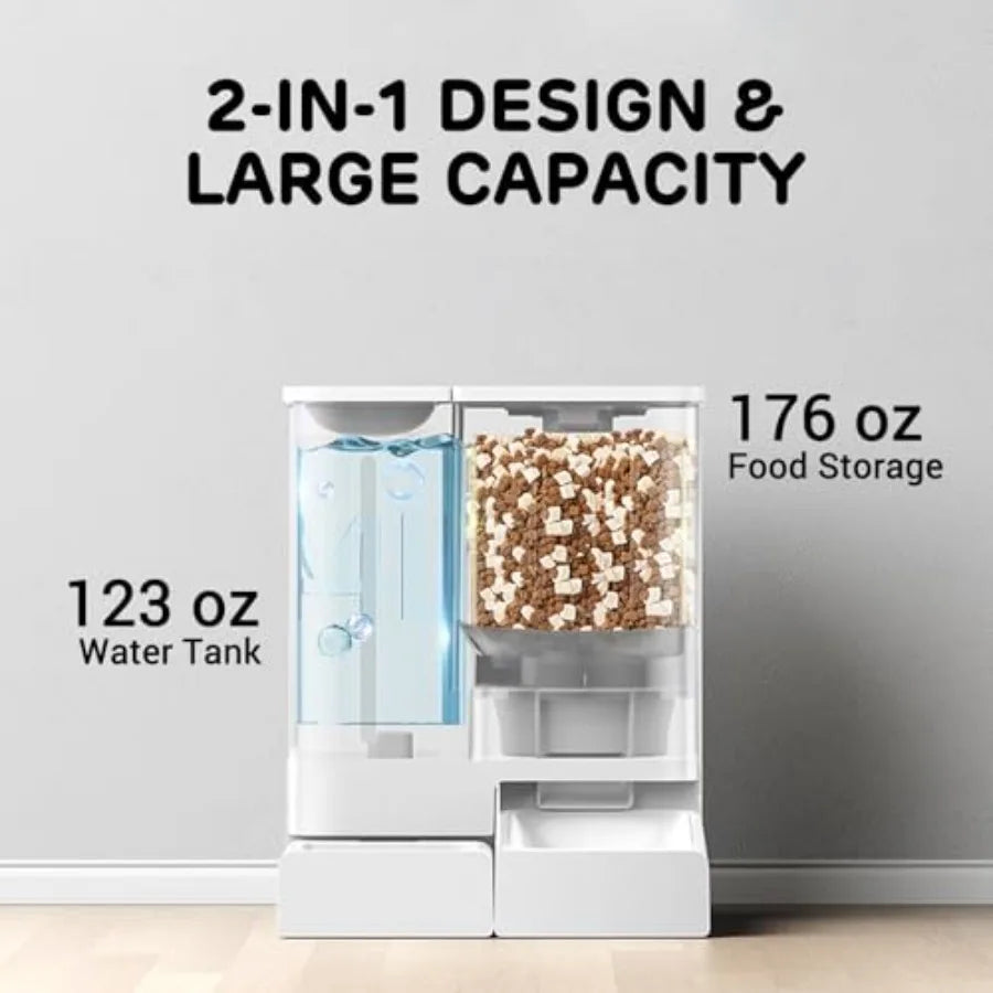 FW54 5G/2.4GHz WiFi Automatic Feeder and Waterer 2-in-1 Set for Pets 300 oz Large Capacity for 2 Weeks Perfect for Working Pare
