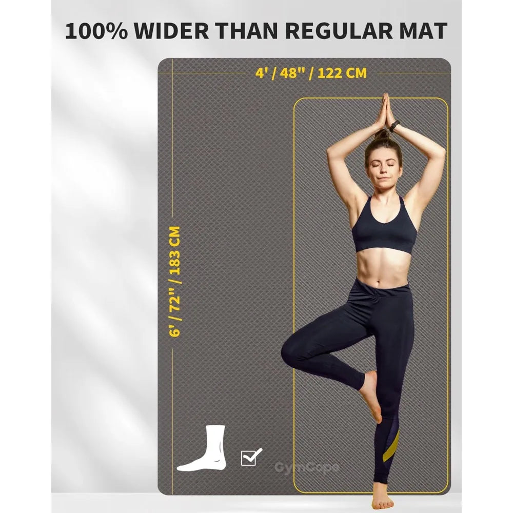Extra Large Yoga Mat – 72"x48" or 78"x57", 1/4"–1/2" Thick Mat for Women & Men, TPE Non-Slip Pilates Mat for Home Gym