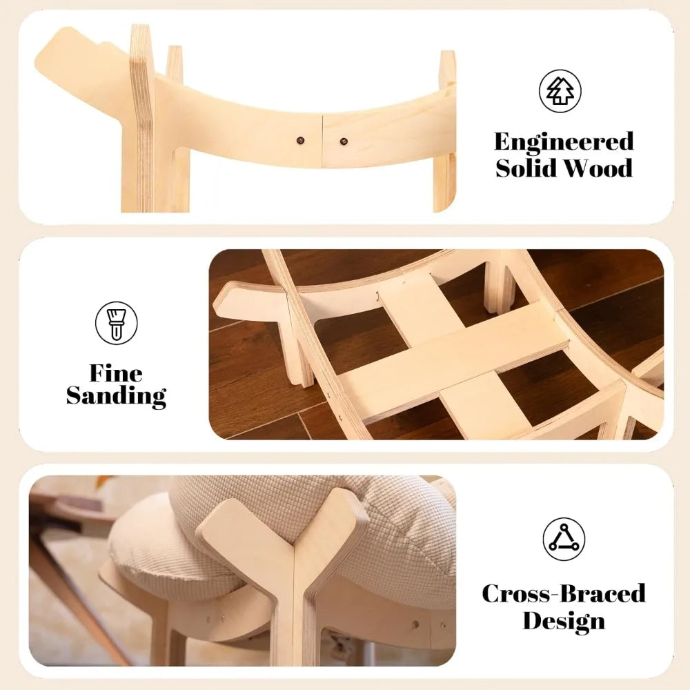 XIUWO Elevated Wooden Cat Bed With Cushion