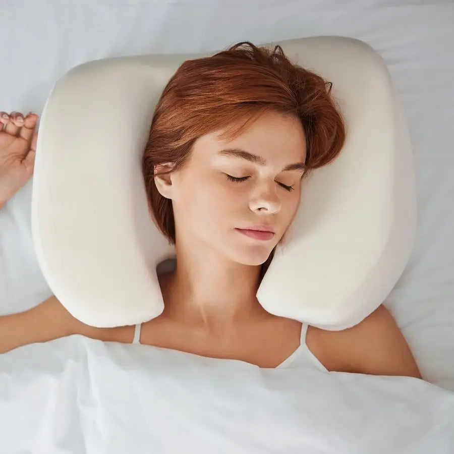 Best Back Sleeper Pillow, Sleep on Your Back Comfortably, Wrinkle Prevention, Patent Pending Neck Support, Satin Case Included,