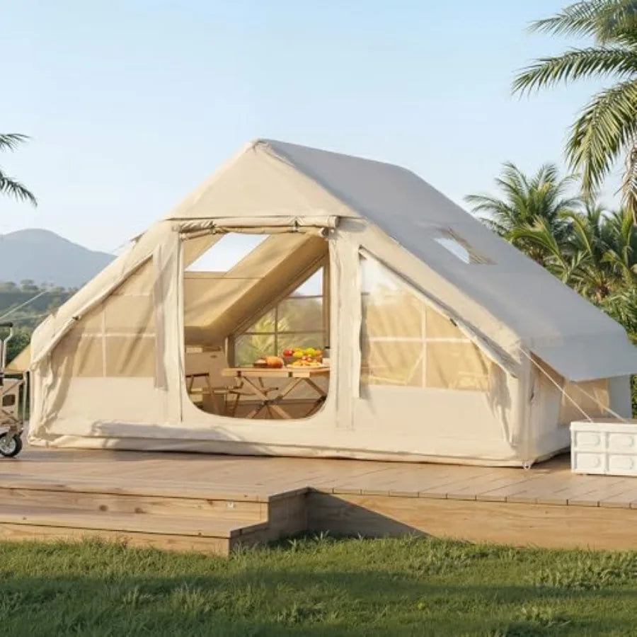 Inflatable Camping Tent for 4-8 Person, Instant Setup Family Size Tent, Waterproof Windproof Outdoor Shelter with UV Protection