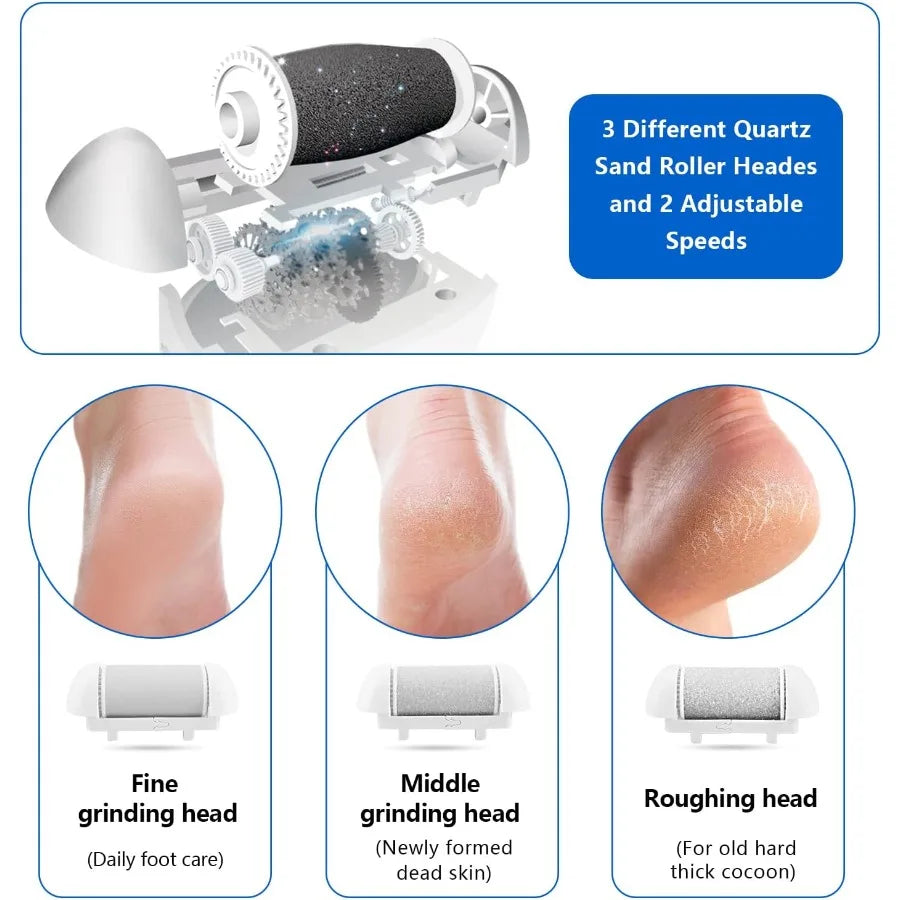 TLX Rechargeable Electric Foot Callus Remover Kit With Three Heads