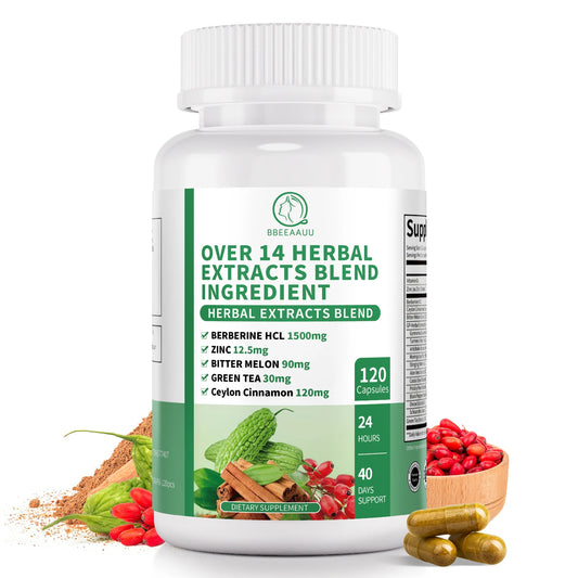 BBEEAAUU 1500MG Berberine HCL with Cinnamon, Bitter Gourd Promotes Liver Function, Gut Health, Immunity Health