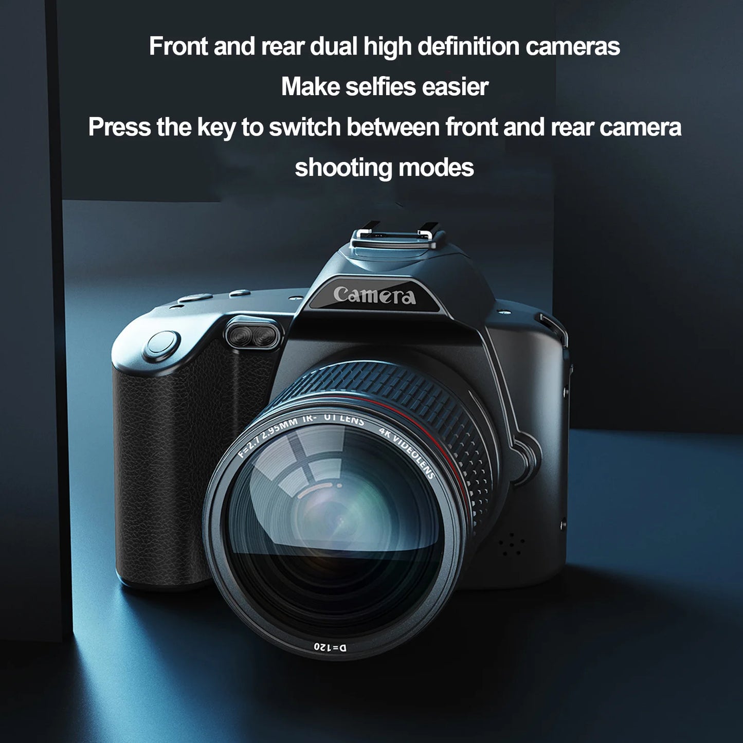 4K 64MP Digital Camera 3 Inch IPS Screen 16x Digital Zoom Wireless Dual Cameras Camcorder Night Vision with Memory Card