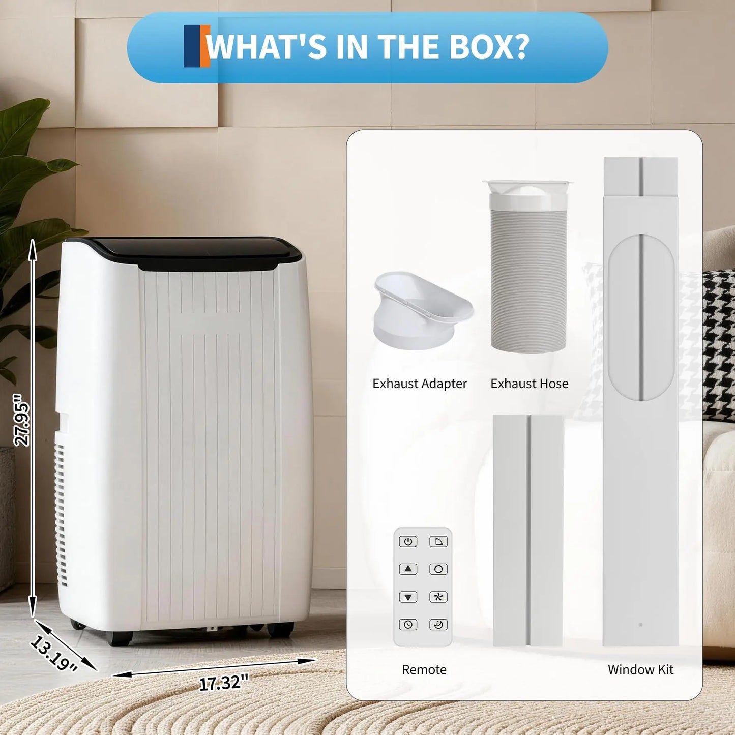 Portable AC Unit 12000 BTU, 3-in-1 Air Conditioner With Fan & Dehumidifier, Remote, Quiet Sleep Mode, 24H Timer For 550 Sq Ft