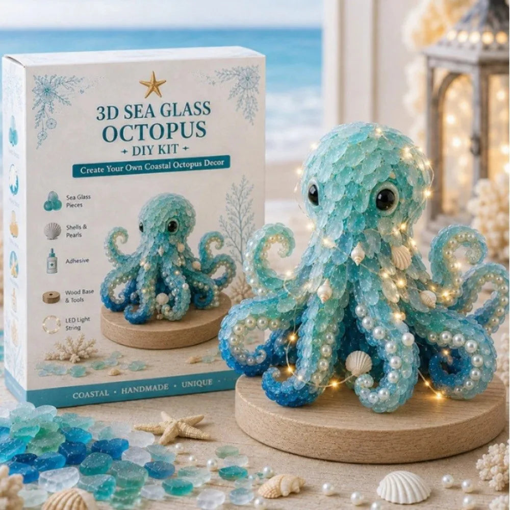 Handmade Sea Glass Art Kit For Textured Tabletop Display Crafting