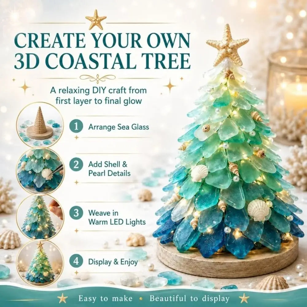 Handmade Sea Glass Art Kit For Textured Tabletop Display Crafting