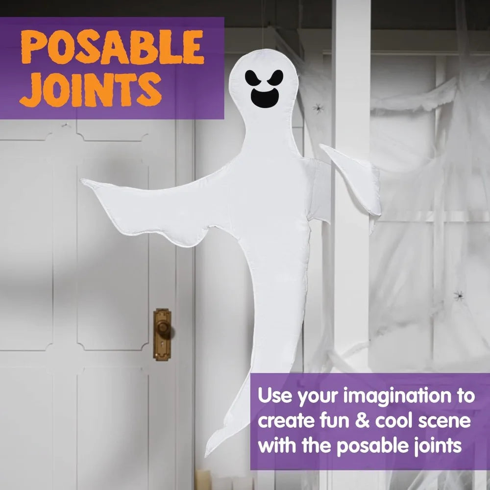 53''Halloween Bendable Tree Wrap Ghost Decoration for Halloween Outdoor Lawn Tree Pilar Decorations Ghost Party Supplies Photobooth Props