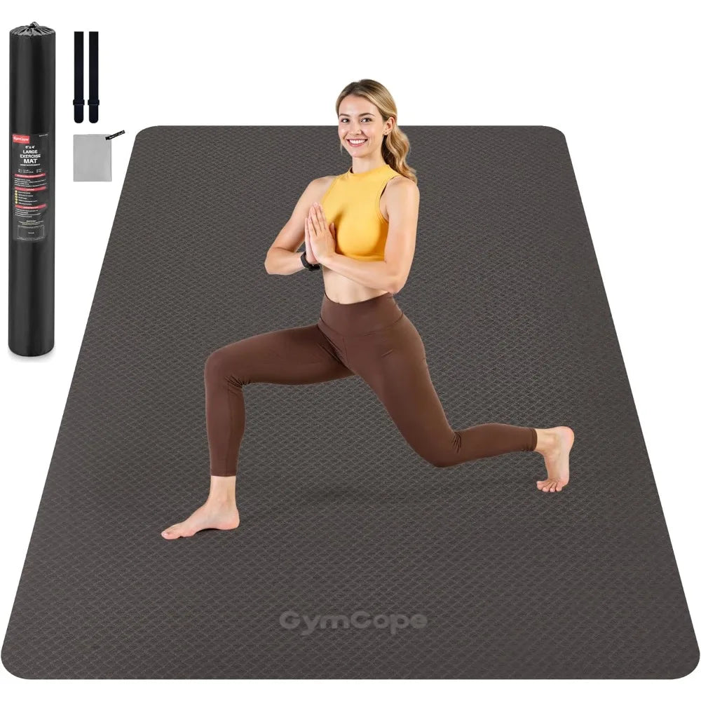 Extra Large Yoga Mat – 72"x48" or 78"x57", 1/4"–1/2" Thick Mat for Women & Men, TPE Non-Slip Pilates Mat for Home Gym