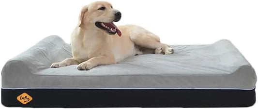 Extra Large Orthopedic Memory Foam Dog Bed with Waterproof Liner & Washable Cover, 50x36x10 Inches, Slate Grey