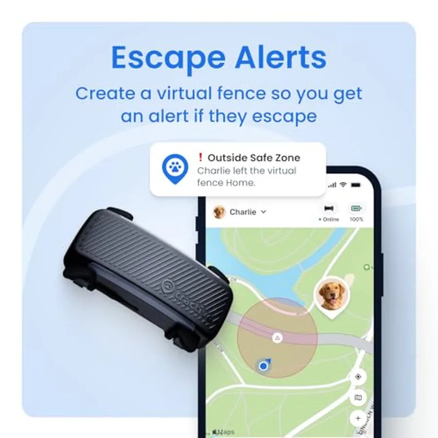 Smart Dog GPS Tracker Live Pet Tracker with Virtual Fence Vital Signs Monitoring Heart Respiratory Rate Bark Monitorin